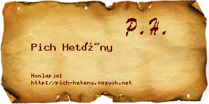 Pich Hetény névjegykártya